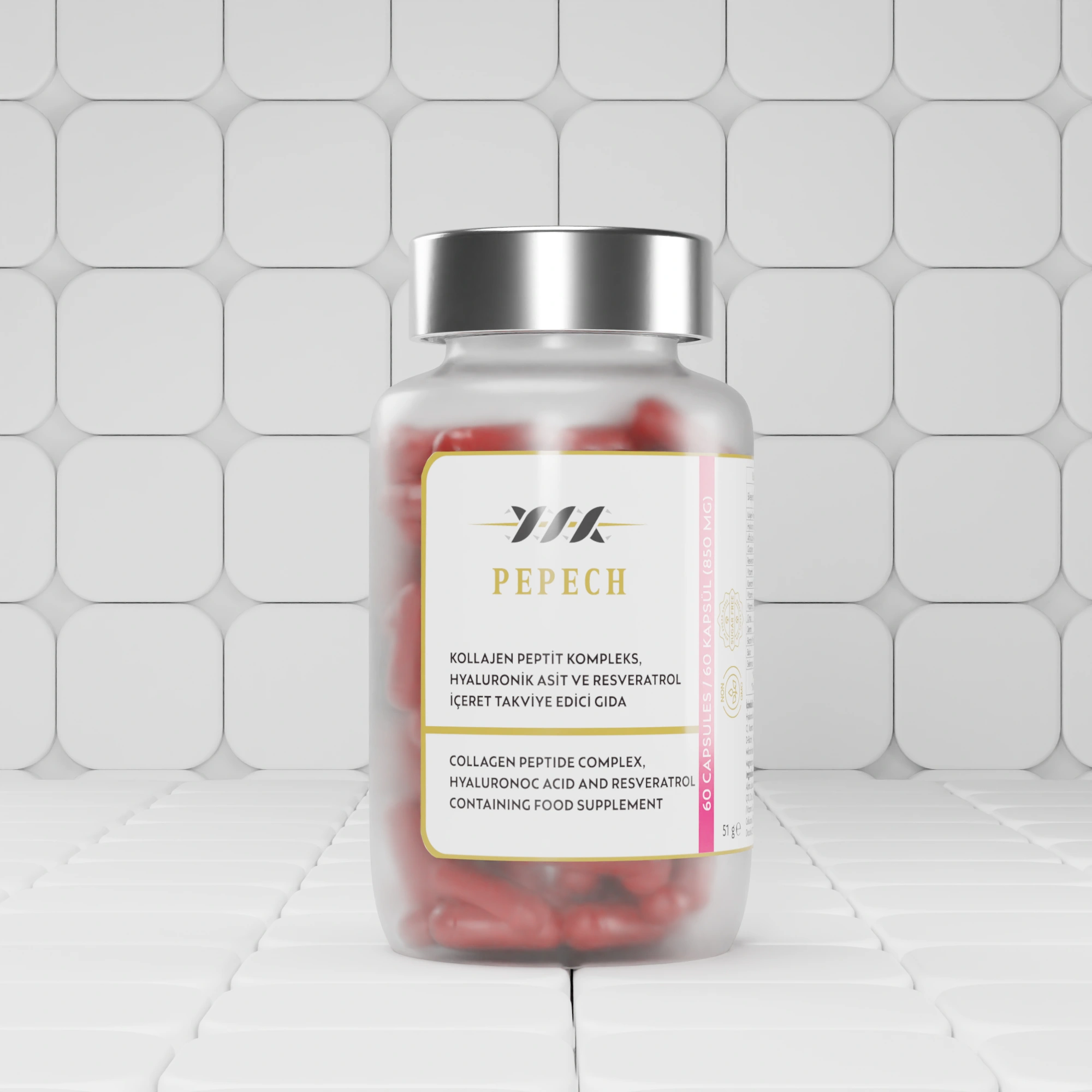 Kollajen Peptit Kompleks, Hyaluronik Asit Ve Resveratrol İçeren Kapsül Takviye Edici Gıda